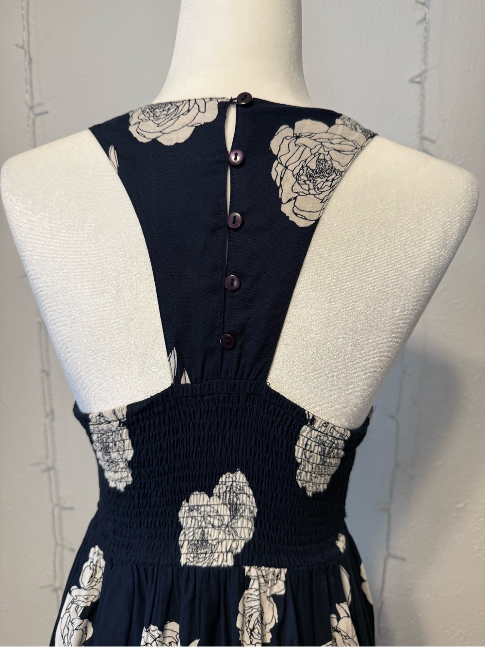 Japna Navy Maxi Dress with Floral Print - Picture 6 of 8
